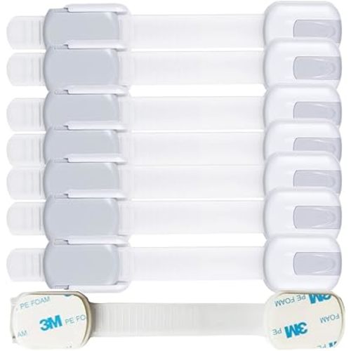 Child Proof Baby Safety Locks For Cabinet Locks Extra 3M Adhesive No Screws For Drawers Cupboard Doors (8Pack child safety cabinet locks)