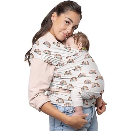 Boba Baby Wrap Carrier – Original Baby Sling Carrier for Newborns (7–35 lbs), Soft, Secure, Hands-Free & Ergonomic, Ideal for Comfortable Bonding, New Parents (Serenity Rainbow)