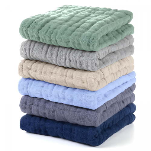 AUQ Muslin Burp Cloths Baby 12''X12'',Baby Washcloths 6 Pack,100% Cotton Baby Wash Cloths Absorbent and Soft for Newborn Infants Kids Boys Girls - Multicolor