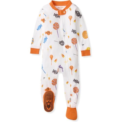 Burt's Bees Baby Organic Cotton Footed Pajamas for Boys, Zipper PJ Sleeper, Snug Fit Sleepwear with Non-Slip Bee Grips