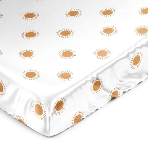 Sweet Jojo Designs Boy Or Girl Gender Neutral Unisex Satin Fitted Crib Sheet Boho Sun White And Orange