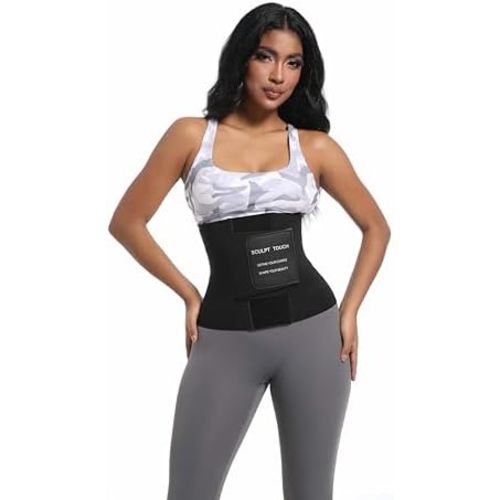 SCULPT TOUCH Women's Waist Trainer Corset, Tummy Control Shapewear Belt for Workout, Black