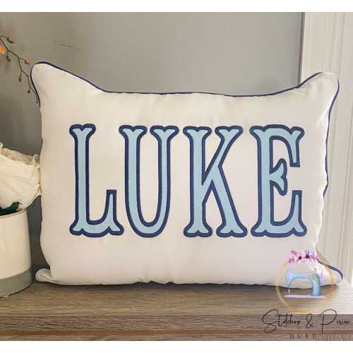 Monogram Nursery Pillow Navy Trim