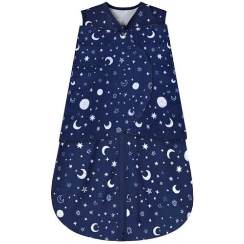 Newborn Sleep Sack Baby Swaddle,Swaddle me 0-3 Month,3-Way Adjustable Wearable Blanket,100% Rayon Cotton Swaddling Sleeping Bag，TOG 0.5 (Starry Sky, 0-3 Months)