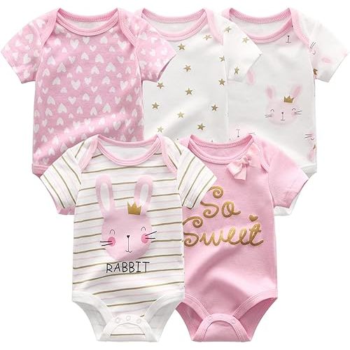 Fashion Unisex baby Boy Girl Bodysuits 5-Pack Casual Cotton Soft Infants Outfit New born Clothes