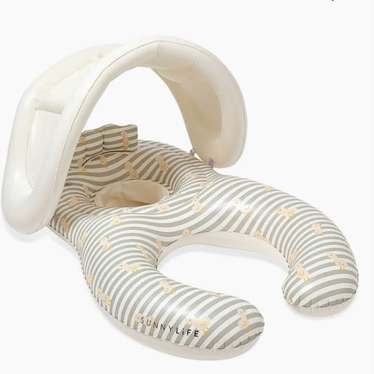 Sunnylife Float Together Duck Sage Striped Baby Seat | Saks Fifth Avenue
