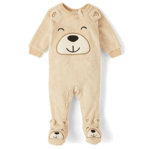 Unisex Baby And Toddler Matching Family Bear Fleece Footed One Piece Pajamas - Rice crackers