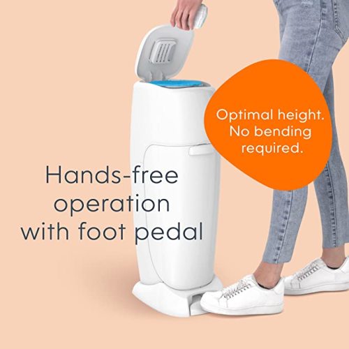 Diaper Genie Complete Diaper Pail (White) with Antimicrobial Odor Control | Includes 1 Diaper Trash Can, 1 Refill Bags, 1 Carbon Filter - Pail + 1 Refill