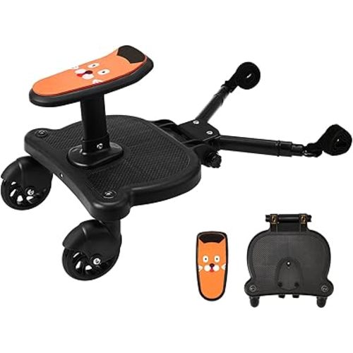 Universal Stroller Board 2-in-1 Buggy Board with Detachable Seat Standing Board, Rider Stroller Glider Board Suitable for Most Brands of Strollers, Holds Children Up to 55lbs