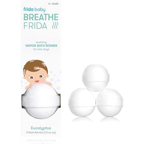 Frida Baby Natural Vapor Bath Bombs for Toddlers & Kids, Easter Basket Stuffer for Kids, Eucalyptus Essential Oil Bath Bombs for Aromatherapy, 3 Count
