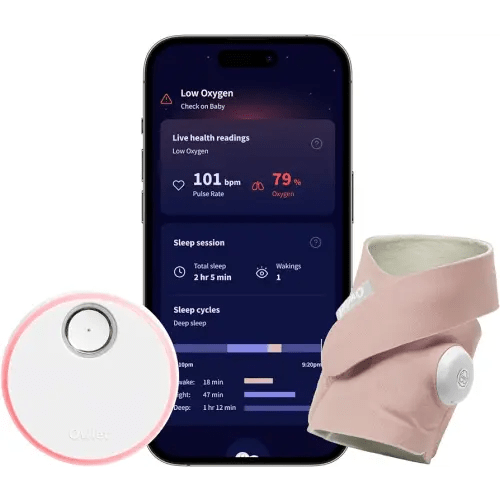 Owlet Dream Sock® - FDA-Cleared Smart Baby Monitor - Track Live Pulse (Heart) Rate, Oxygen in Infants - Receive Notifications - Dusty Rose