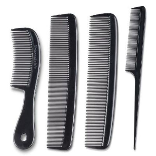 Mars Wellness 4 Piece Professional Comb Set - Usa Made - Black