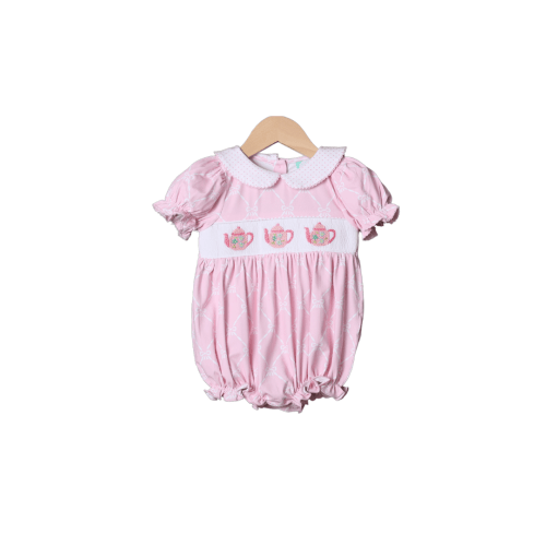 Smocked Tea Party Pink Bubble