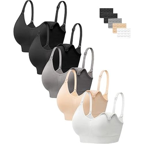 habibee Womens Nursing Bra Seamless Breastfeeding Sleep Maternity Bra with Remove Bra Pads Extenders