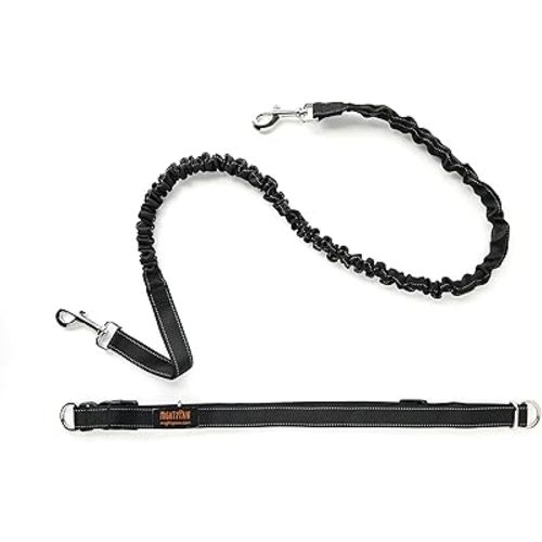 Mighty Paw Hands Free Dog Leash | Bungee Waist Leash for Dog Walking. Pet Running Hands Free Tether for Large, Medium & Small Breeds. Pet Waist Belt (36" - 48") Up to 150 lbs - Black