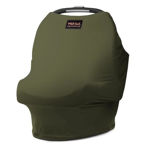Milk Snob Original 5-in-1 Luxe Cover in Olive - Added Privacy for Breastfeeding, Baby Car Seat, Carrier, Stroller, High Chair, Shopping Cart, Lounger Canopy, Newborn Essentials, Nursing Top