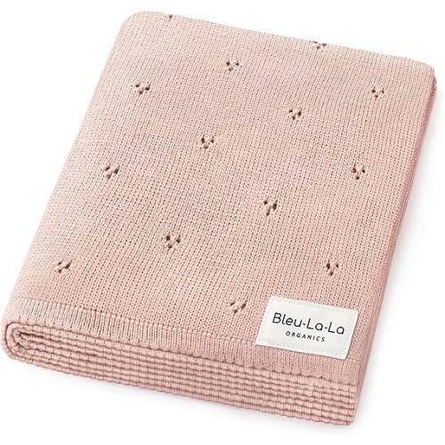 100% Luxury Organic Cotton Pointelle Knit Baby Quilt Blanket for Girls – Refined Lightweight Heirloom Nursery Essential (Pointelle - Ballet Slippers)