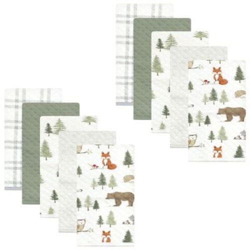 Hudson Baby Unisex Baby Quilted Burp Cloths, Forest Animals, One Size