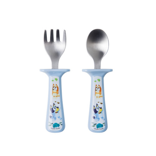 The First Years Bluey Toddler Silverware 2 Pk with Handle Guards - Ages 9 Months and up