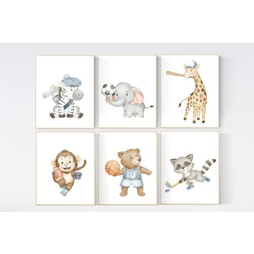 Sports nursery decor, Baby Animals Sport, Baby boy sports nursery, Safari nursery decor, football nursery, baseball nursery, golf nursery