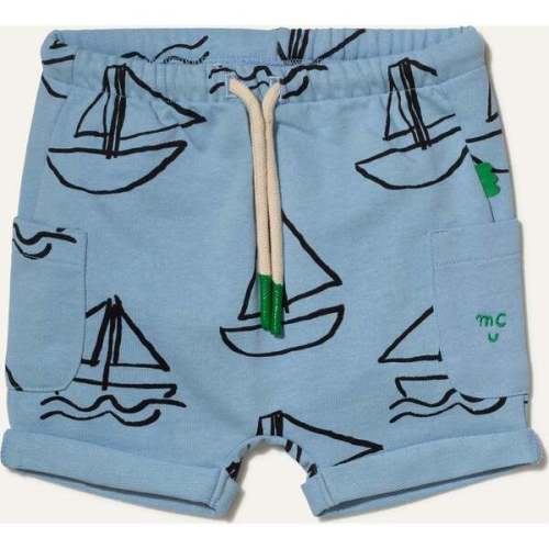 Recycled Cotton Sailboat Print Baby Short - Mon Coeur | Maisonette
