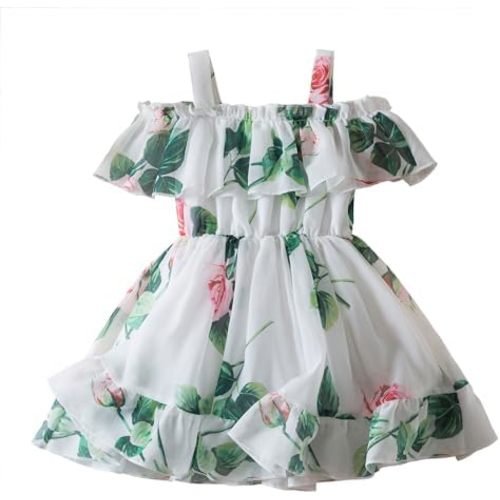 NNJXD Little Girl Floral Dress Casaul Summer Princess Toddler Baby Tutu Gown