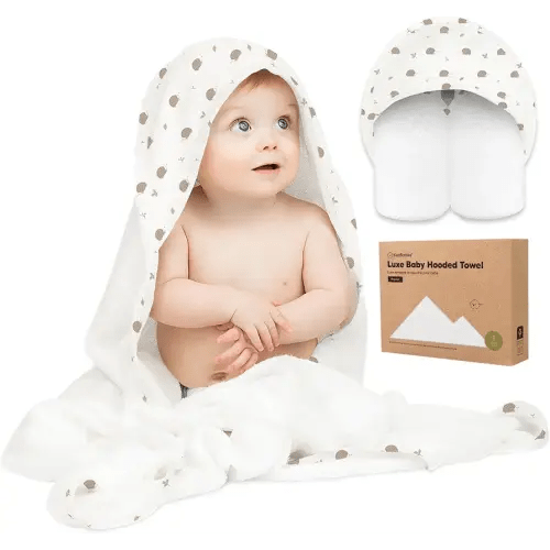 KeaBabies Hooded Baby Towel for Newborn - Viscose Derived from Bamboo Large Baby Bath Towels with Hood for Boys, Girls, Toddler, Extra Absorbent & Soft Newborn Bath Essentials (Bruce)