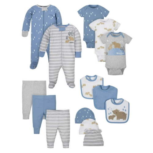 Wonder Nation Baby Boy Newborn Clothes Essentials Gift Set, 14-Piece