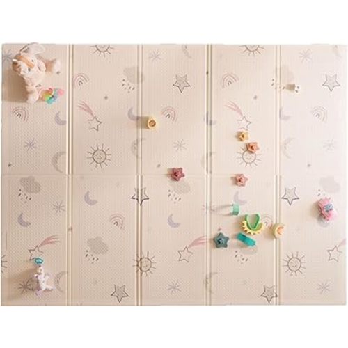 Nuby Reversible Baby Floor Mat - Foldable and Lightweight Baby Play Mat for Floor - Easy Storage and Travel - Stars and Sky