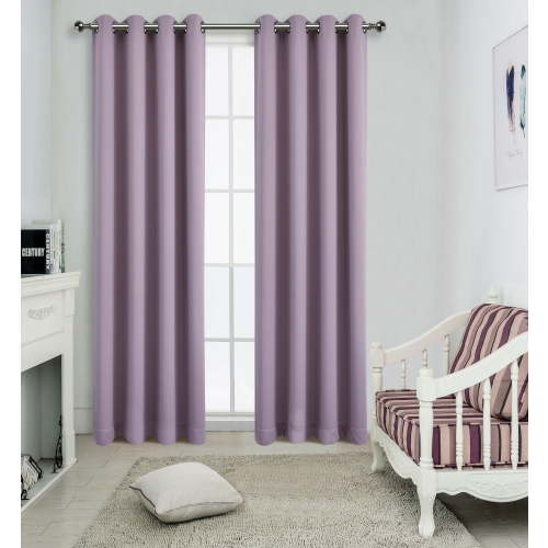 2 Pack: Solid Colored 100% Energy Saving Hotel Max Blackout Thermal Curtain Panels - Lavender, 84 in. Long