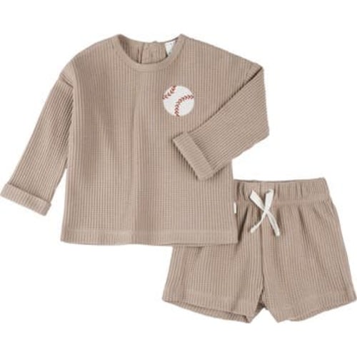 Baseball Appliqué Thermal Top & Shorts Set