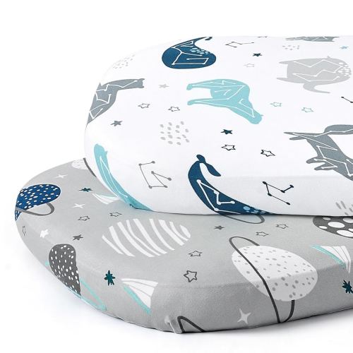 Stretch Fitted Bassinet Sheet Set BROLEX 2 Pack Cradle Sheets for Bassinet Pad/Mattress,Unisex Boys Girls,Ultra Soft,Space Planet