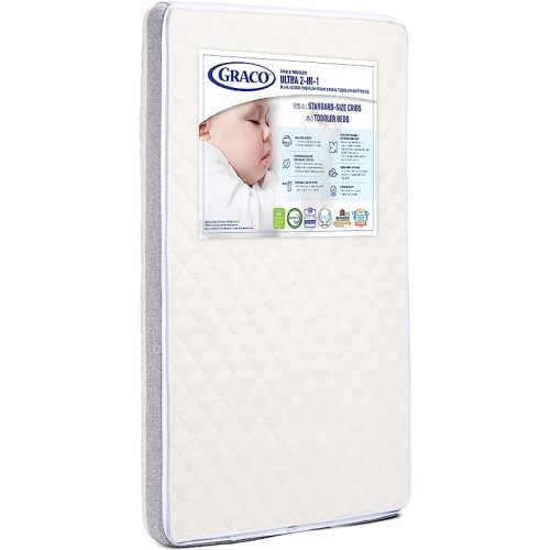 Graco Ultra 2-in-1 Premium Dual-Sided Crib & Toddler Mattress - GREENGUARD Gold and Oeko-TEX Standard 100 Certified, CertiPUR-US Certified Foam, 2-Sided Mattress Fits Any Brand of Crib & Toddler Bed