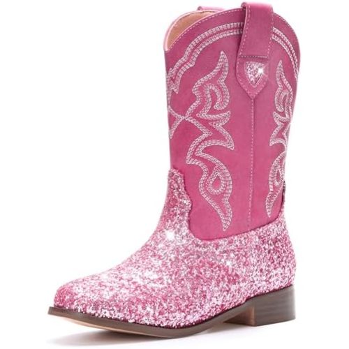 Toddler Girls Cowboy Boots - Cowgirl Western Boot for Kids Mid Calf Riding Shoes Little Kid/Big Kid