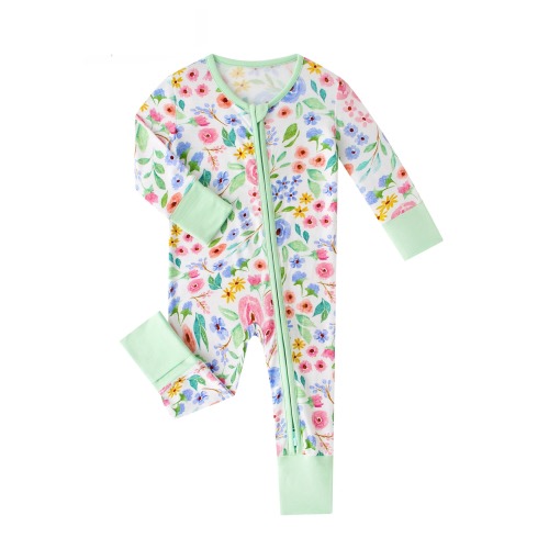 Posh TOT Ditsy Floral Bamboo Baby Convertible Zippy Romper  CINCO DE MAYO PROMO - FINAL SALE