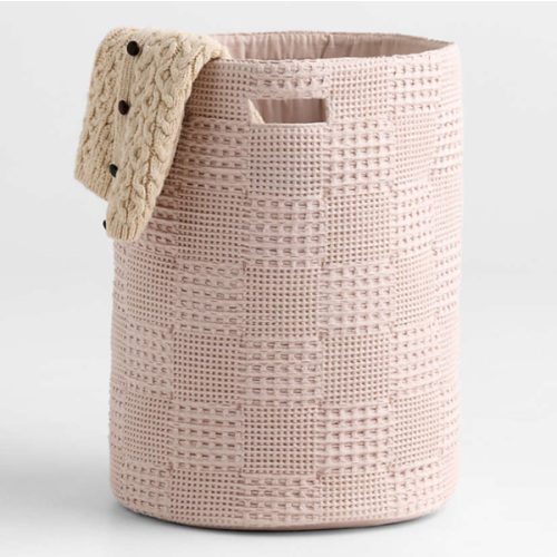 Nella Lilac Rose Organic Cotton Waffle Weave Hamper with Handles
