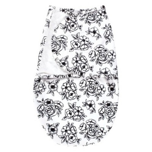 Hudson Baby Infant Girl Plush Faux Fur Swaddle Wrap, Black Toile, 0-3 Months