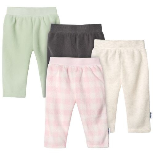 Gerber Baby Girls' Fleece Pants, 4-pack, Pink Gingham, 3-6 Months