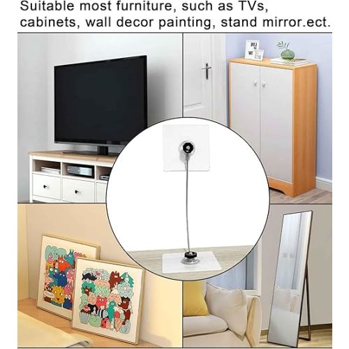 14 inches Stainless Steel Furniture Straps for Baby Proofing, No-Drill Furniture Anchors Earthquake Straps, Prevent Falling and Anti Tip TV Safety Straps, 6 Pcs