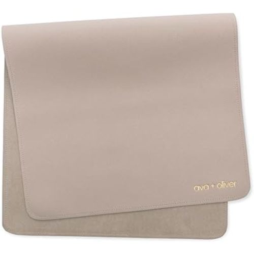 Vegan Leather Baby Changing Mat - Multipurpose Portable Wipeable Diaper Pad - Foldable for Travel (16 x 30 in) (Taupe)