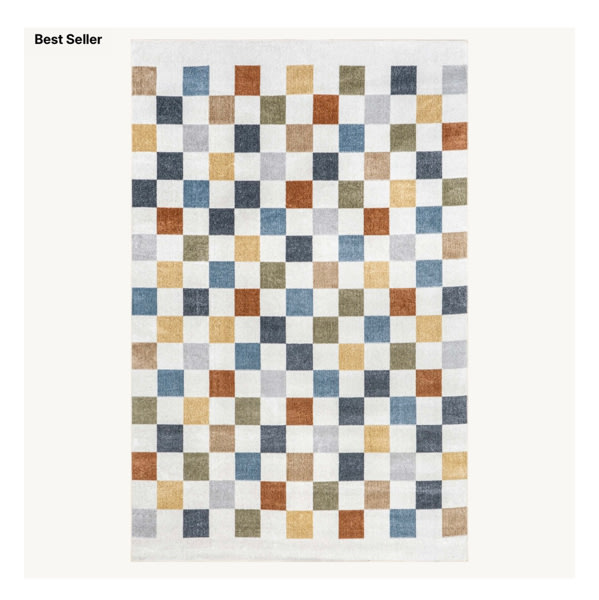 Carina Colorful Checkered Washable Rug | Multicolor – Rugs USA. Size 4x6