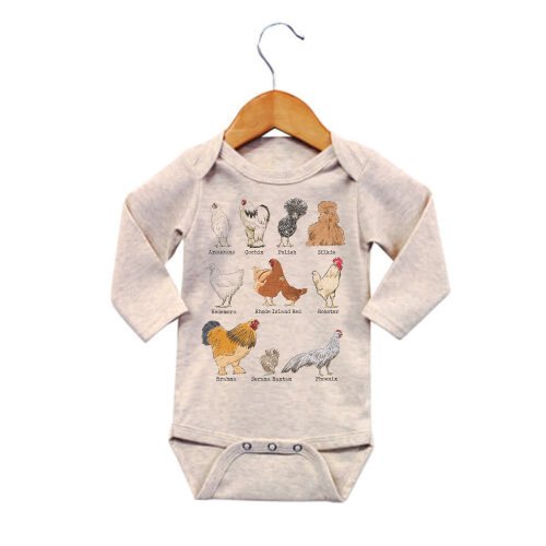 Chicken Breeds Baby Body Suit, Chicken shirt for newborn, Cute chicken shirt, Farm animal shirt, Homestead baby gift, Chicken baby top