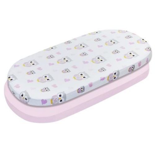 Everyday Kids 2-Pack Bassinet Sheets – 100% Cotton Percale, Owls & Pink, Soft Fitted Sheets for Baby Girl, Fits Oval & Rectangular Bassinet Mattresses