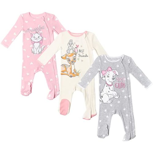 Amazon.com: Disney Classics Aristocats 101 Dalmatians Bambi 3 Pack Footed Sleep N' Play Coverall: Clothing, Shoes & Jewelry