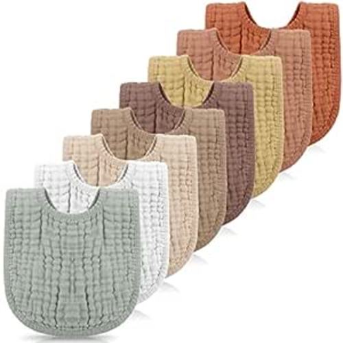 Amazon.com: Frienda 8 Pcs Muslin Bibs Baby Cotton Bandana Drool Bibs Bulk for Boys Girls Newborn Infant 6 Absorbent Layers Bibs Feeding Accessories Teething Eating Supplies (Warm Colors) : Baby