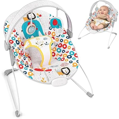 Baby Bouncer, Baby Bouncers for Infants, Portable Baby Bouncer Seat for Newborns with Music Soft Seat Cushion, Adjustable Infant Bouncer for Babies 0-6 Months 6-20 lbs Unisex