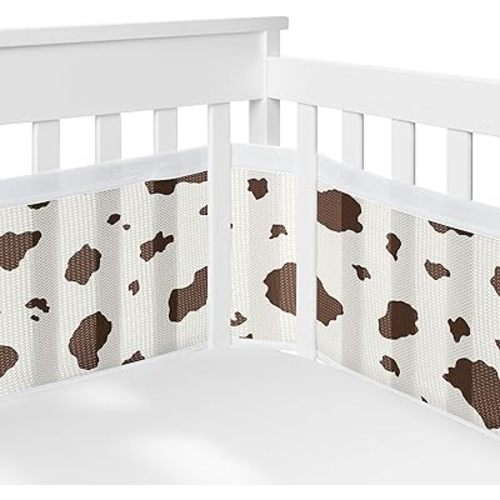 Sweet Jojo Designs + BreathableBaby Brown Western Cow Print Boy Girl Gender Neutral Breathable Mesh Crib Liner Baby Infant Southern Charm Country South Wild West Steer Animal Chocolate