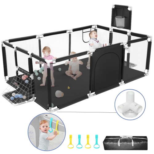 Extra Large Playpen for Babies & Toddlers, Climb-Proof, Gap-Free with Door & Storage Bag