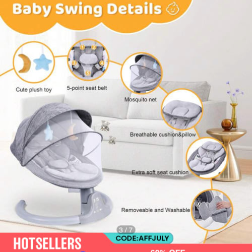 Baby Swings Chair For 0-12 Months With 3 Positions, 5-Point Harness, 5 Speeds, Aluminum Alloy Frame, Portable Indoor & Outdoor Rocker With Musical Speaker, No Assembly Required - Ideal For Infants, Perfect Gift For Halloween & Christmas