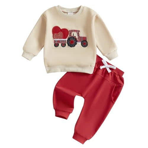 FYBITBO Infant Toddler Baby Boys Fall Clothes Long Sleeve Shirts Tops and Pants Farm Tractor Outfits Winter Clothing Sets